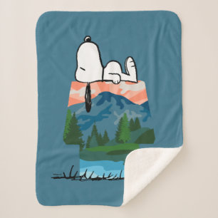 Cobertor Sherpa Amendoins   Snoopy Dog Sunset View