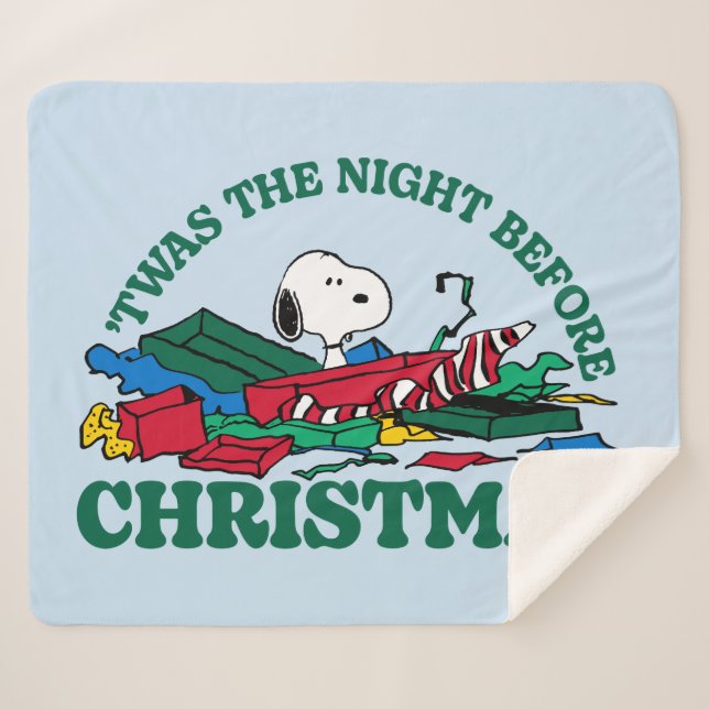 Cobertor Sherpa Amendoins | Snoopy "Esta foi a noite antes do Nata (Frente (Horizontal))