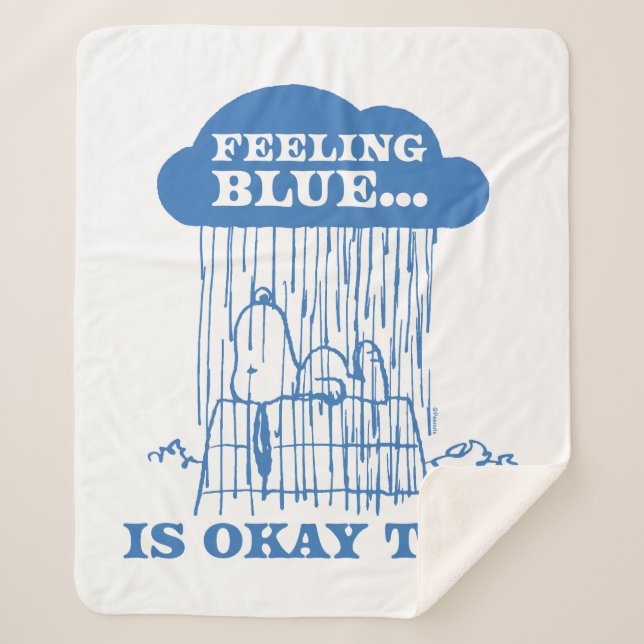Cobertor Sherpa Amendoins | Snoopy Feeling Blue Também Está Bem (Frente)