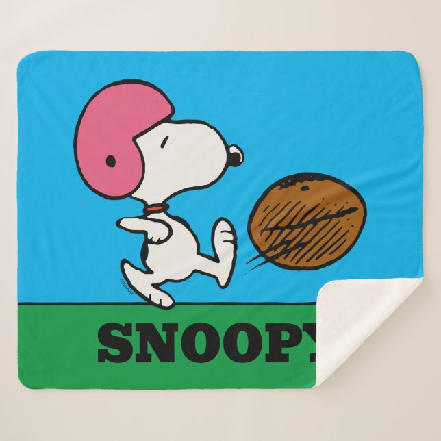 Cobertor Sherpa Amendoins | Snoopy Football Kicker (Frente (Horizontal))