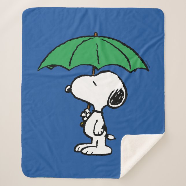 Cobertor Sherpa Amendoins | Snoopy Green Umbrella (Frente)