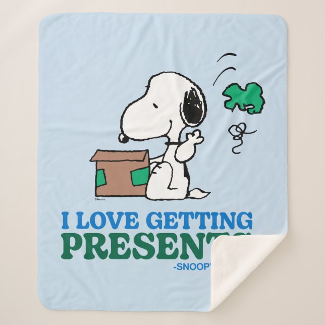 Cobertor Sherpa Amendoins | Snoopy I Love Getting Present (Frente)