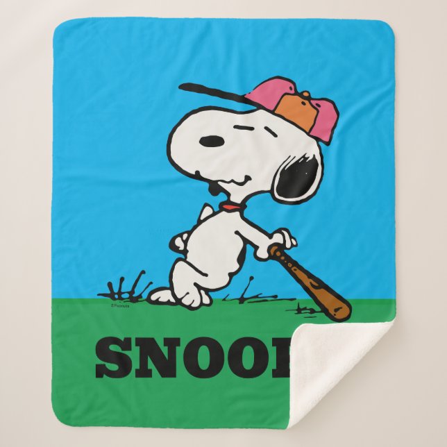 Cobertor Sherpa Amendoins | Snoopy no Bat (Frente)