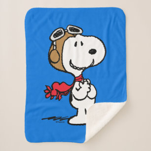 Cobertor Sherpa Amendoins   Snoopy O Áce Voador