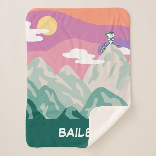 Cobertor Sherpa Amendoins | Snoopy &amp; Troop Caminhando a Montanha (Frente)