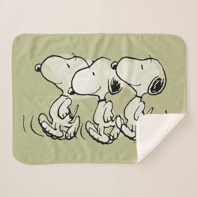 Cobertor Sherpa Amendoins | Snoopy Walking Alto (Frente (Horizontal))