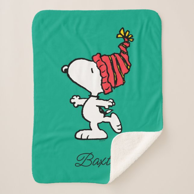 Cobertor Sherpa Amendoins | Snoopy Winter Beanie Boné (Frente)