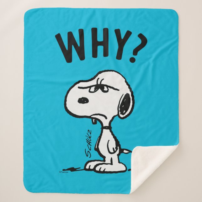 Cobertor Sherpa Amendoins | Snoopy Wonders Why? (Frente)