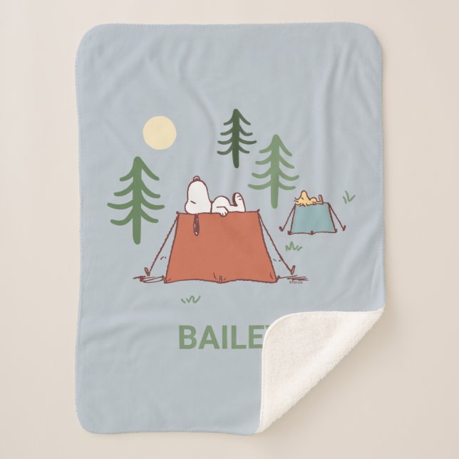 Cobertor Sherpa Amendoins | Snoopy & Woodstock | Adicione seu nome (Frente)