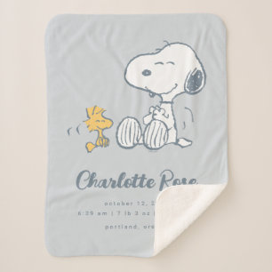 Cobertor Sherpa Amendoins   Snoopy & Woodstock Baby