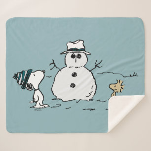 Cobertor Sherpa Amendoins   Snoopy & Woodstock Construir Um Neve