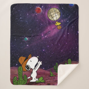 Cobertor Sherpa Amendoins   Snoopy & Woodstock Cowboy