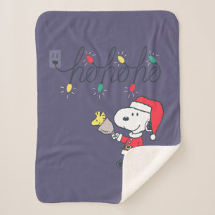Cobertor Sherpa Amendoins   Snoopy & Woodstock Ho Ho Ho