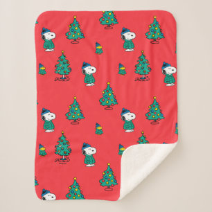 Cobertor Sherpa Amendoins   Snoopy & Woodstock Red Christmas