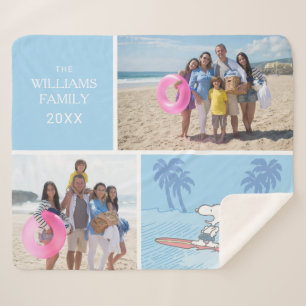 Cobertor Sherpa Amendoins   Surfe em Snoopy   Adicione seu nome e 