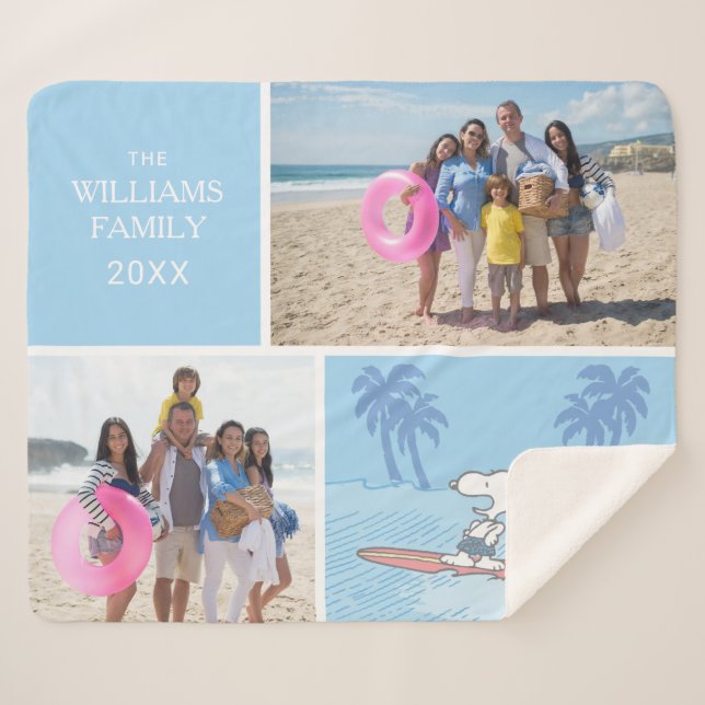 Cobertor Sherpa Amendoins | Surfe em Snoopy | Adicione seu nome e  (Frente (Horizontal))