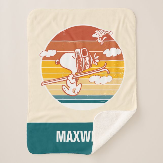 Cobertor Sherpa Amendoins | Triagem de Esqui de Snoopy & Woodstock (Frente)