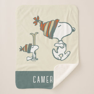Cobertor Sherpa Amendoins   Triagem de Esqui de Snoopy & Woodstock