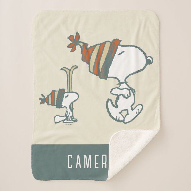 Cobertor Sherpa Amendoins | Triagem de Esqui de Snoopy & Woodstock (Frente)