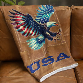 Cobertor Sherpa American Flag Eagle Rustic Sherpa Blanket