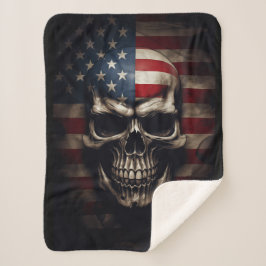 Cobertor Sherpa American Flag Skull