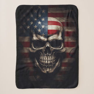 Cobertor Sherpa American Flag Skull