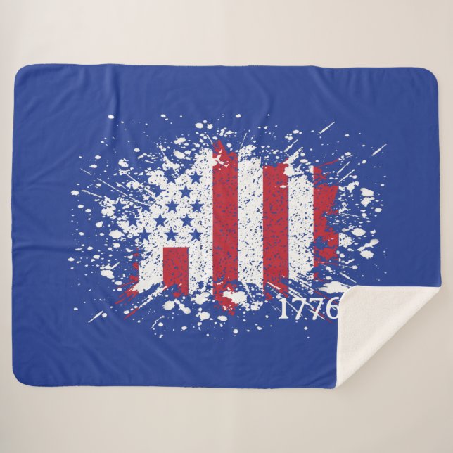 Cobertor Sherpa American Peace Flag 1776 American State National (Frente (Horizontal))