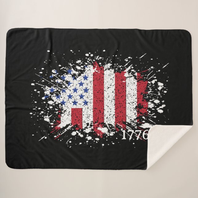 Cobertor Sherpa American Peace Flag 1776 American State National S (Frente (Horizontal))