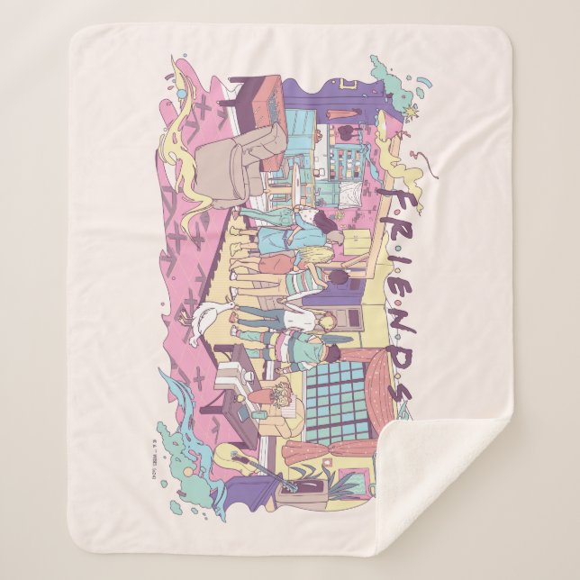 Cobertor Sherpa AMIGOS™ | Cartoon de Apartamento (Frente)