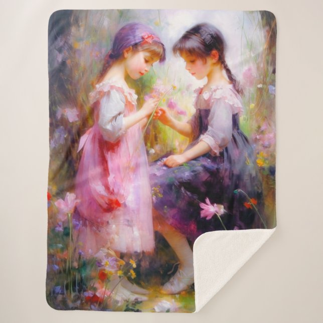 Cobertor Sherpa Amigos e Flores (Frente)