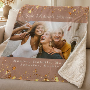 Cobertor Sherpa Amigos melhores amigos foto camelo estrelas dourad