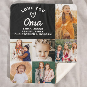 Cobertor Sherpa Amo-Te A Colagem De Fotos Moderna Da Família Oma