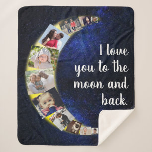 Cobertor Sherpa Amo-Te A Lugar De Volta Fotos Azuis Da Noite