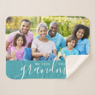 Cobertor Sherpa Amo-Te, Avó, Dia de as mães Personalizado De Fotog