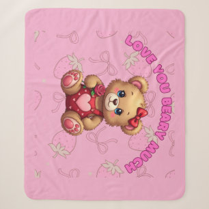 Cobertor Sherpa Amo Você Muito – Urso Teddy Fofo do Dia dos Namora