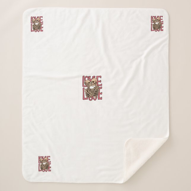 Cobertor Sherpa Amor além do tempo - Skeleton abraça a arte (Frente)