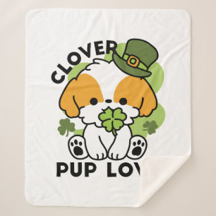 Cobertor Sherpa Amor de véu - Ruas. Design de cão no dia de Patric