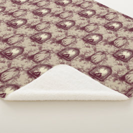 Cobertor Sherpa Amor Gótico do Dia dos Namorados Burgundy Toile De