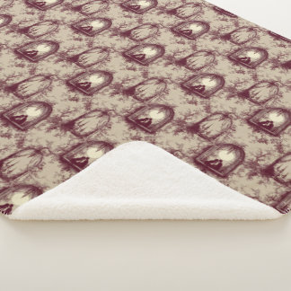 Cobertor Sherpa Amor Gótico do Dia dos Namorados Burgundy Toile De