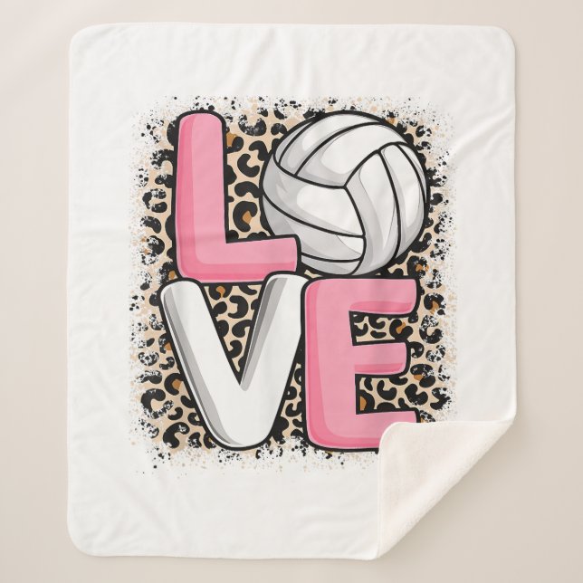 Cobertor Sherpa Amor Leopardo-do-voleibol Mulheres Imprimidas Voll (Frente)