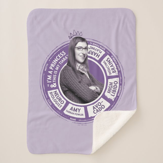 Cobertor Sherpa Amy Farrah Fowler Info Graphic (Frente)