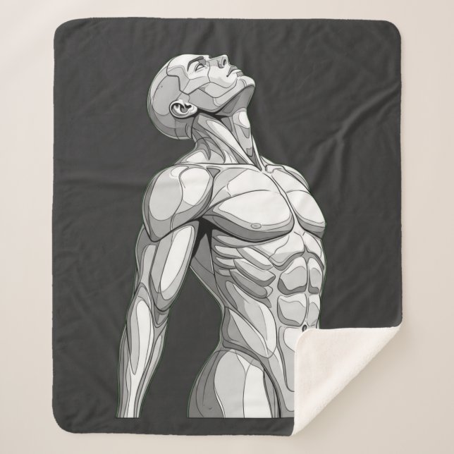 Cobertor Sherpa Android Anatomy: Futuristic Cyborg Sherpa Blanket (Frente)