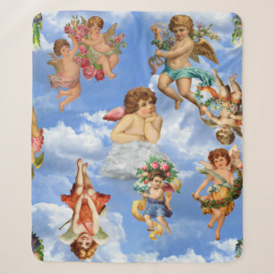 Cobertor Sherpa angel cherub nuvens antigo vitoriano celestial
