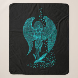 Cobertor Sherpa Angel perdeu em Love, Design preto e verde