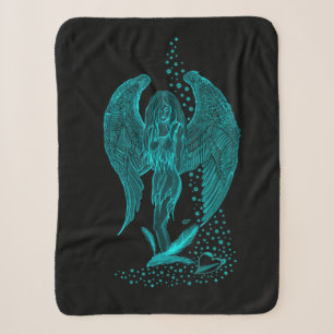 Cobertor Sherpa Angel perdeu em Love, Design preto e verde