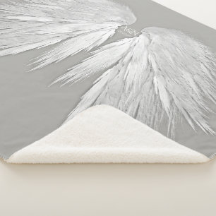 Cobertor Sherpa ANGEL WINGS Iniciais de Casamento Cinzas Elegantes