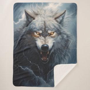 Cobertor Sherpa Angry Wolf