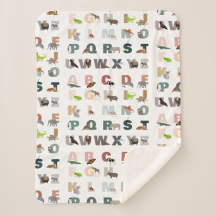 Cobertor Sherpa Animais Cutados do Alfabeto ABC