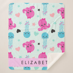 Cobertor Sherpa Animais do Mar, Octopus, água-viva, coração, seu n