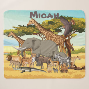 Cobertor Sherpa Animais Personalizados da África